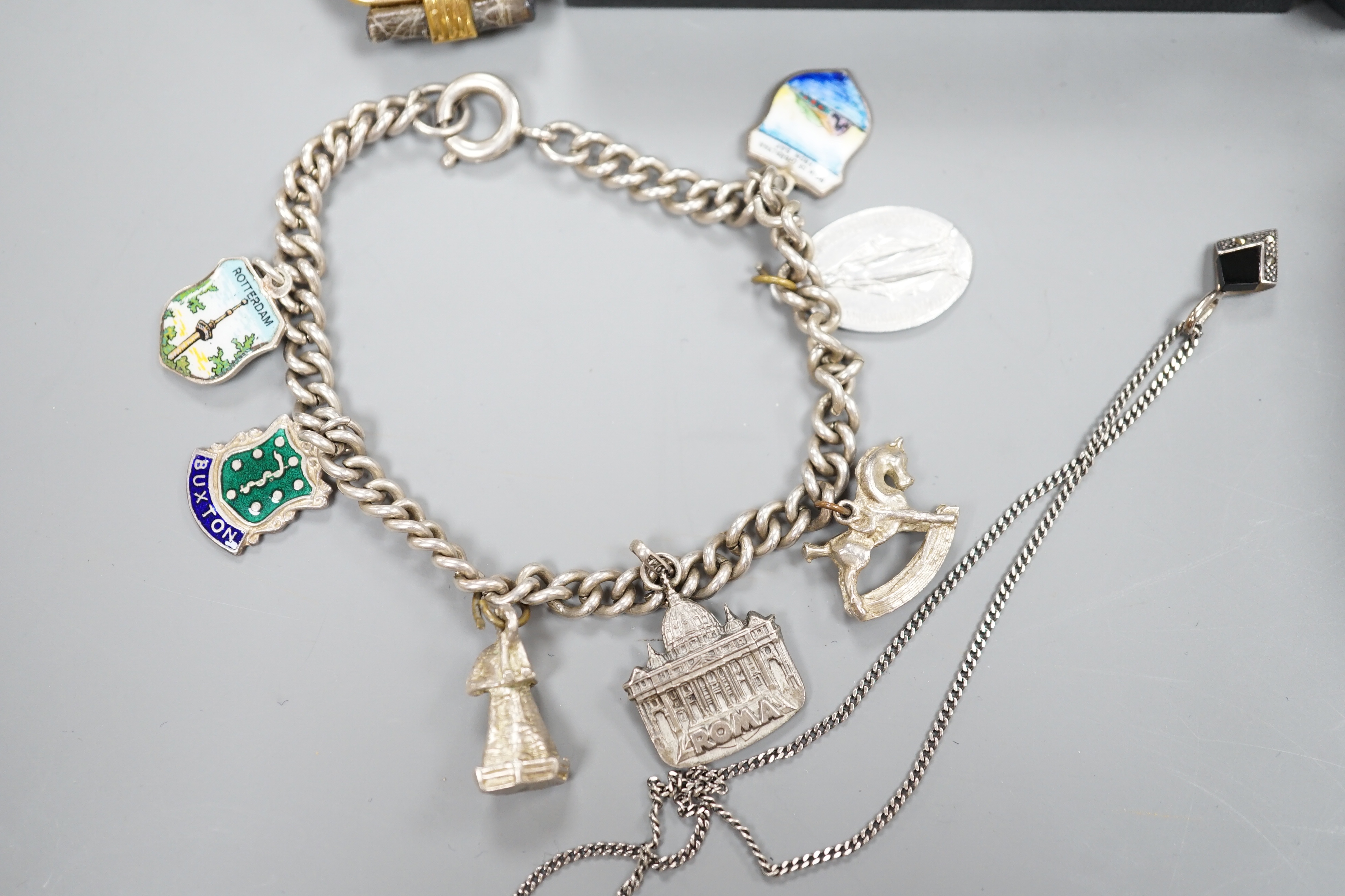 A small quantity of modern 925 and gem set jewellery and a Christian Dior quartz wrist watch.